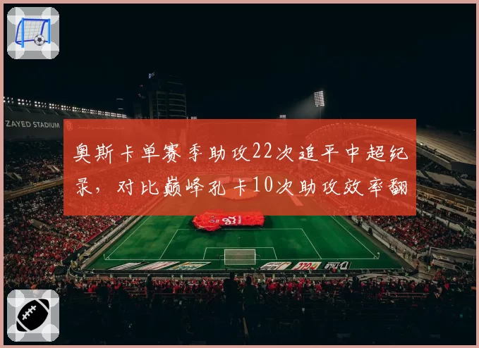 奥斯卡单赛季助攻22次追平中超纪录，对比巅峰孔卡10次助攻效率翻倍